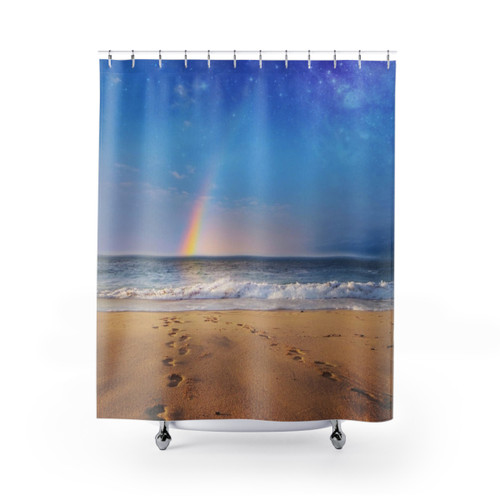 Footprints Beach-Themed Shower Curtain