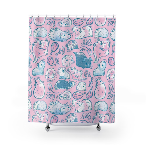 Guinea Pig Shower Curtain with Cute Huddle Design