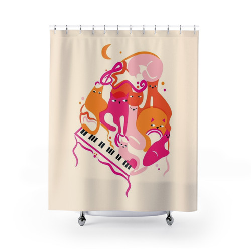 Vibrant Jazz Cats Shower Curtain