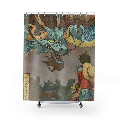 One Piece Luffy vs Kaido Anime Shower Curtains