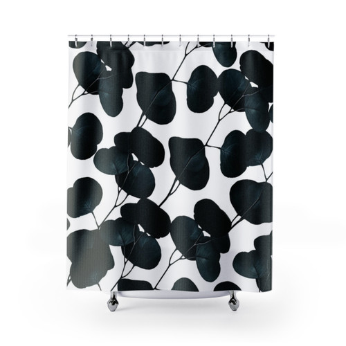 Dark Leaves Botanical Shower Curtain