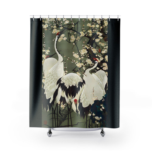Majestic Plum Blossom and Cranes Shower Curtain by Ito Jakuchu