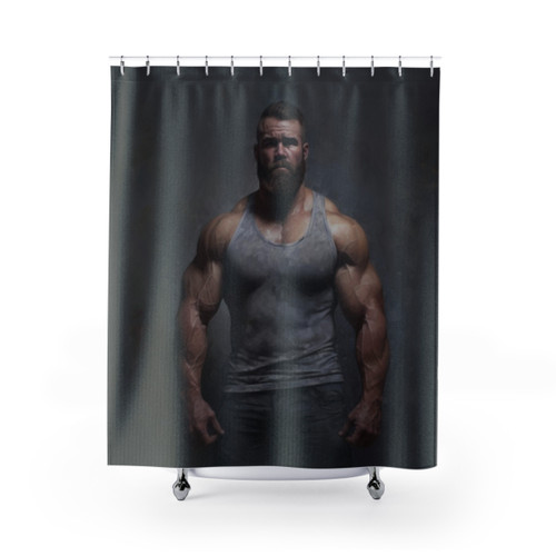Muscular Bear Painting Shower Curtains