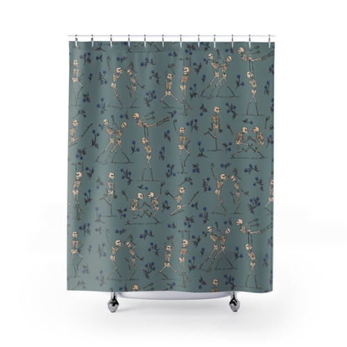 Skeleton Dance Blue Shower Curtains