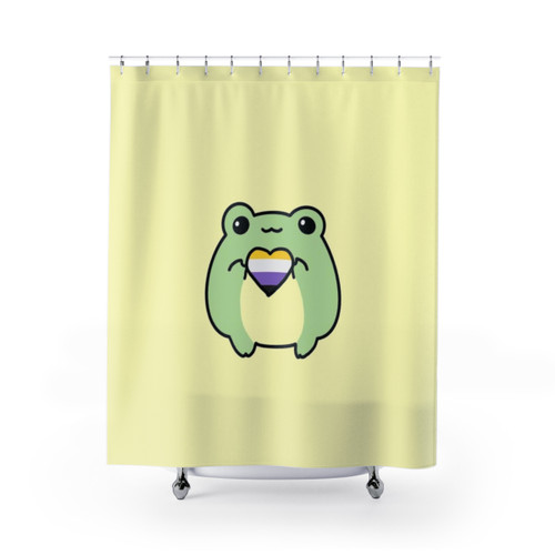 Pride Frog Non-Binary Flag Shower Curtain