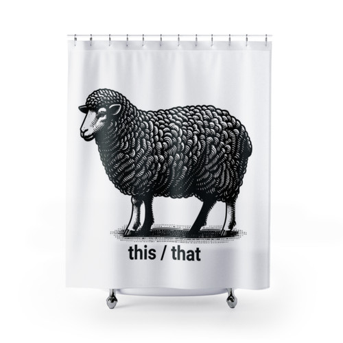 Whimsical Sheep Graphic Shower Curtain