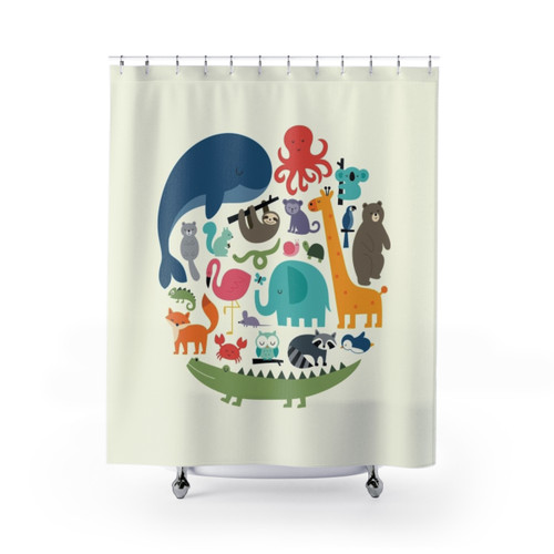 Colorful animal print shower curtain