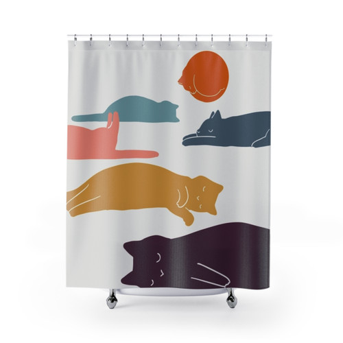 Whimsical Cat Landscape Shower Curtain
