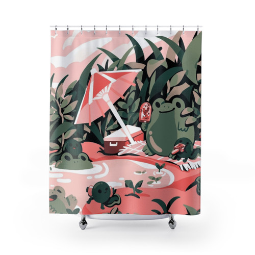 Whimsical Frog Shower Curtains with Original Art