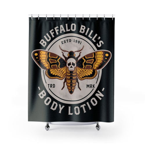 Vintage Horror Shower Curtains with Death's Head Moth Design