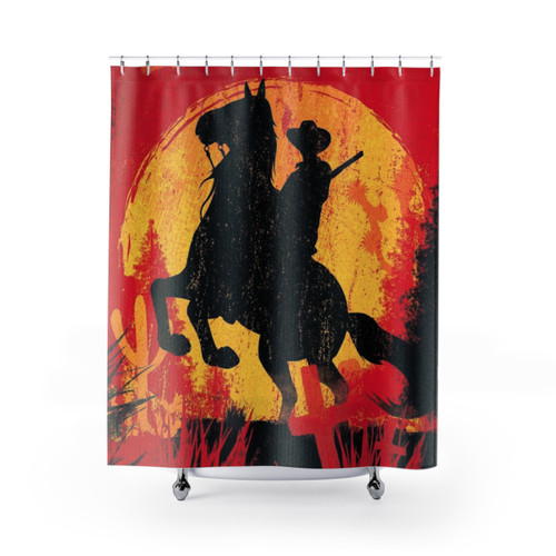 RDR Sunset Shower Curtains - Western-Themed Decor for Gamers