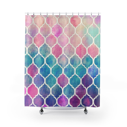 Pastel Watercolor Moroccan Pattern Shower Curtain