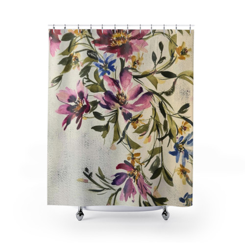 Colorful floral summer shower curtains