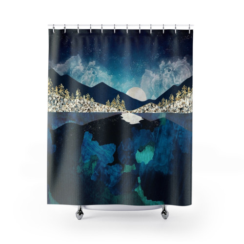 Midnight Water Shower Curtains - Serene Nature Scene