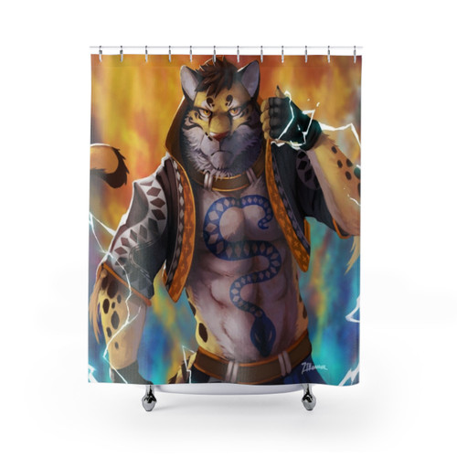 Likulau Anthro Feline Themed Shower Curtains