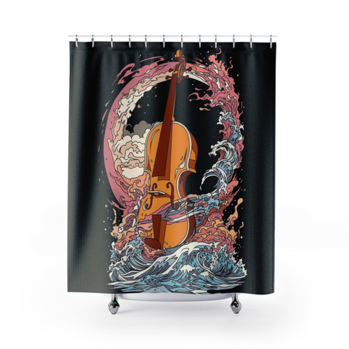 Unique Instrument Design Shower Curtains for Music Lovers
