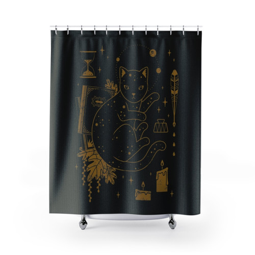 Magical Assistant Shower Curtains with Witchy and Celestial Motifs
