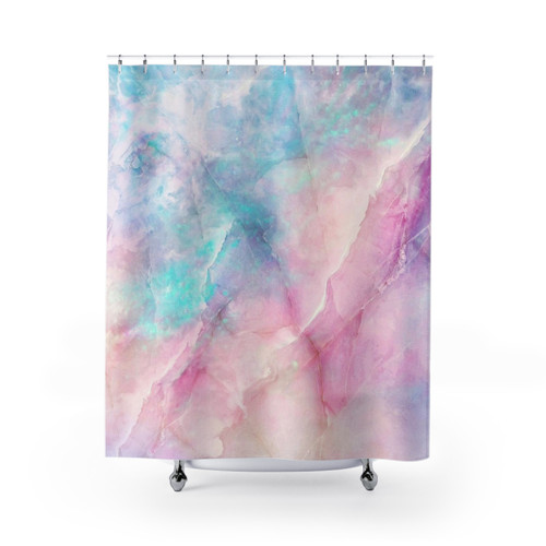 Iridescent Marble Shower Curtains
