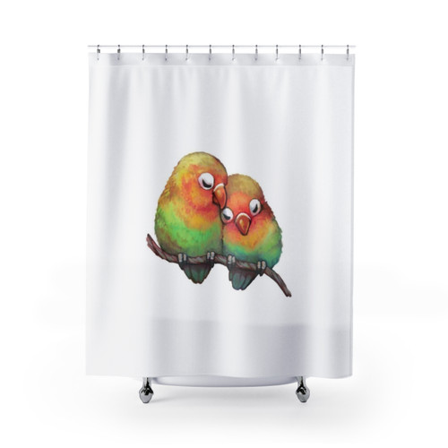 Lovebirds Shower Curtain - Romantic Bathroom Decor