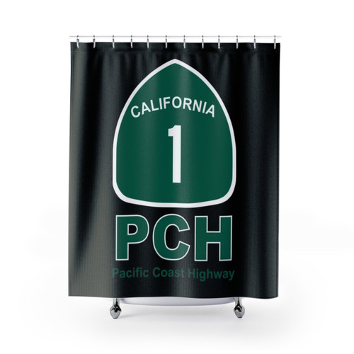 PCH No 1 Shower Curtains - Pacific Coast Highway Design