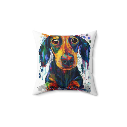 Dachshund dog art pillow with cute doxie design