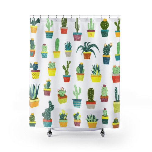Succulent Shower Curtains with Botanical Floral Design