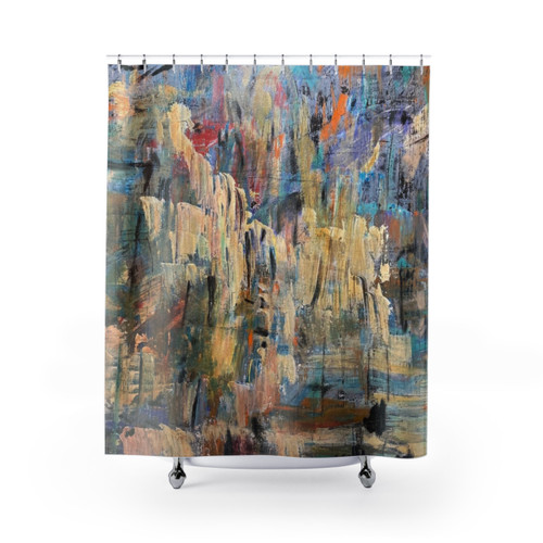 Vibrant waterfall-inspired shower curtain