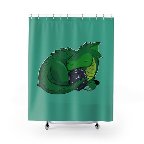 D20 Green Dragon Shower Curtains for Dungeons and Dragons Fans