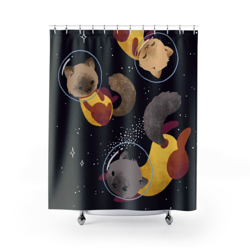Space Cats Shower Curtains - Cute, Fun Bathroom Decor
