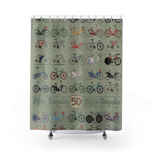 Fifty Bicycles Shower Curtains - Retro Cycling Decor