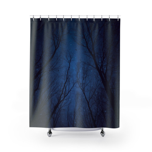 Celestial Shower Curtains Featuring a Night Sky and Galaxy Design