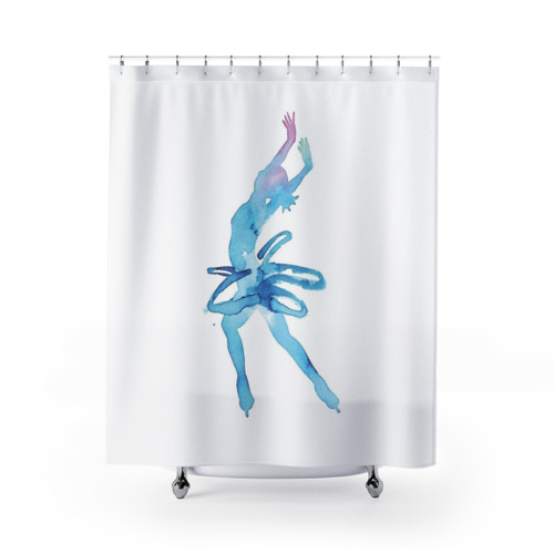 Watercolor Figure Skating Shower Curtains