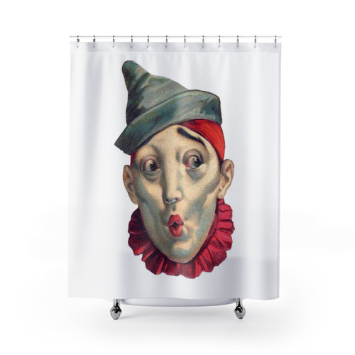 Vintage Clown Shower Curtains with Red Ruffles
