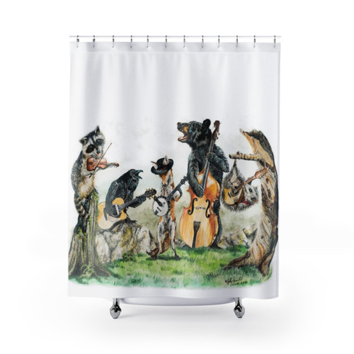 Bluegrass animal shower curtains with wildlife illustrations