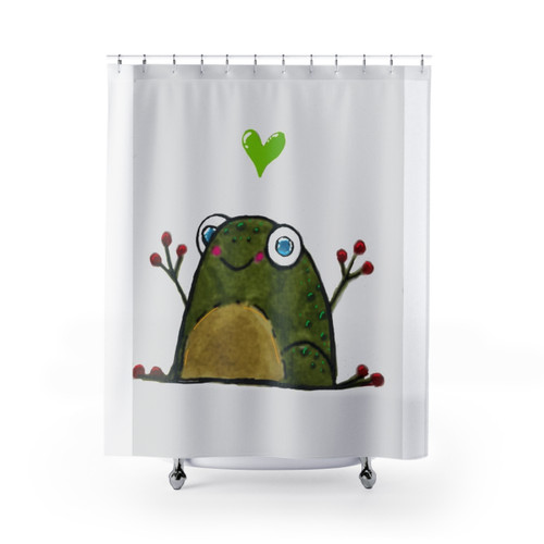 Adorable Green Frog Shower Curtain