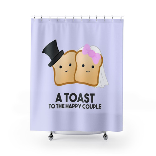 Funny Wedding Shower Curtain featuring a Toast Pun