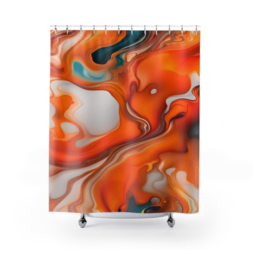 Translucent Burnt Orange and White Abstract Shower Curtain