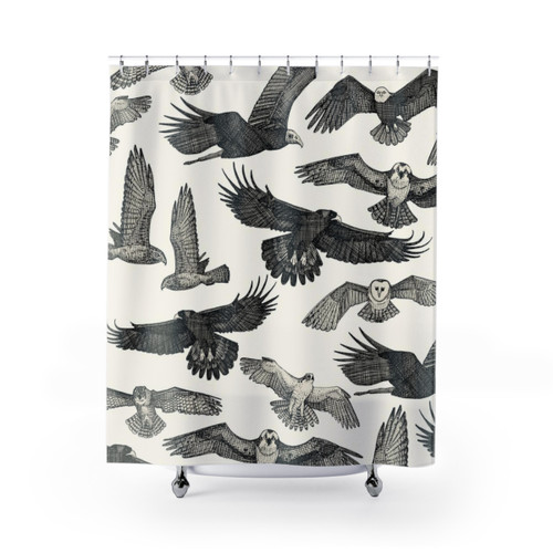 Birds of Prey Black Shower Curtain