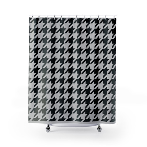 Houndstooth patterned shower curtain