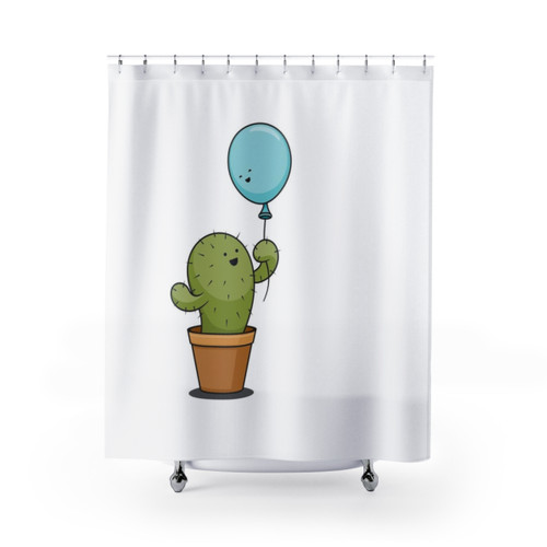 Cute cactus and balloon love cartoon shower curtains