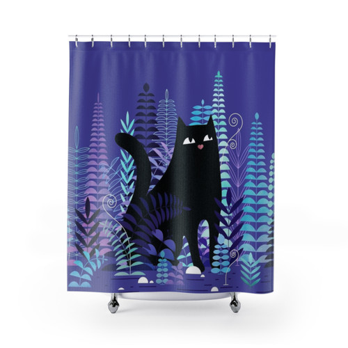 The Ferns (Black Cat Version) Shower Curtains