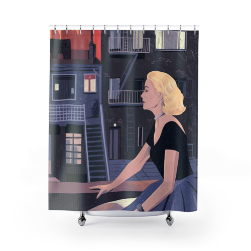 Rear Window Hitchcock Themed Shower Curtain