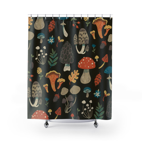 Forest Floor Mushroom Pattern Shower Curtain