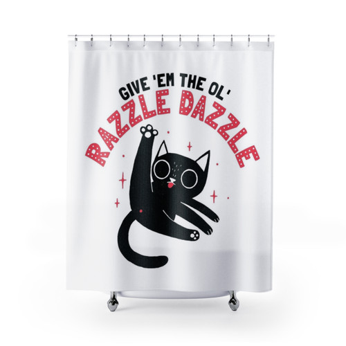 Funny cat shower curtains with razzle dazzle pattern