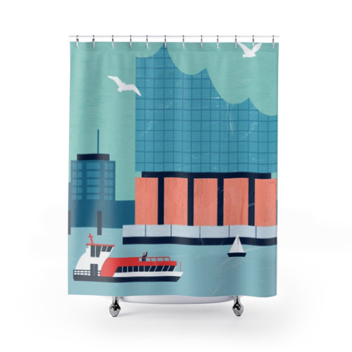 Hamburg Elbphilharmonie Travel Poster Shower Curtains