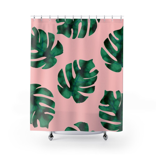 Tropical fern leaves shower curtain