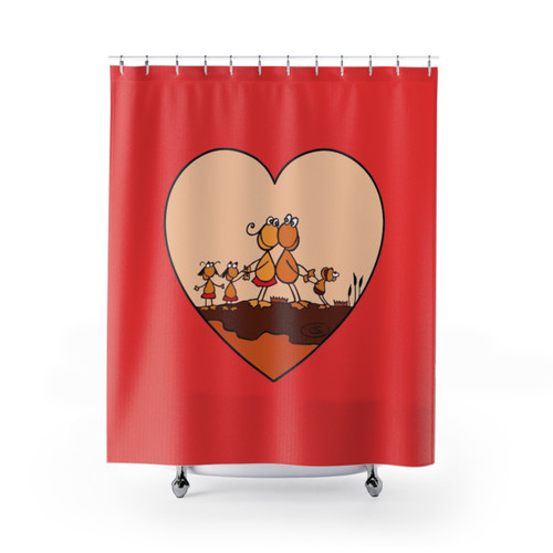A Loving Family of Frogs Shower Curtain