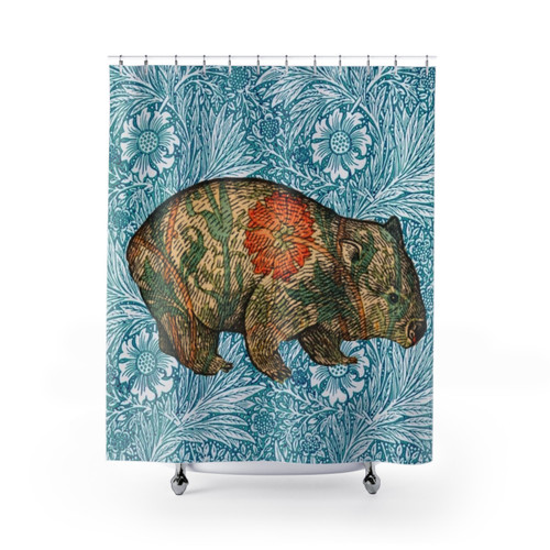 Rossetti's Wombat in Blue Marigold Shower Curtain