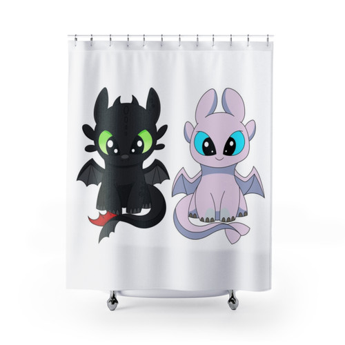 Toothless and Light Fury Dragon Shower Curtains
