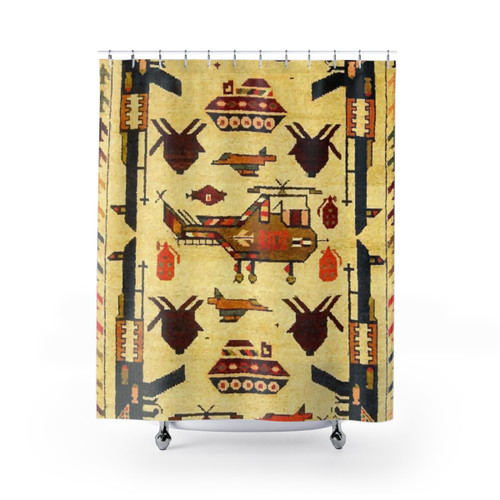 Boho Tribal Shower Curtains with Vintage Afghan Rug Print
